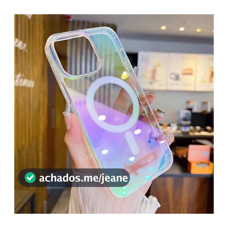 Capa De Telefone Transparente Gradiente De Cor iPhone 17 16 15 14 13 12 11 Pro Max Traseira anti-Amarela Suporta Magsafe