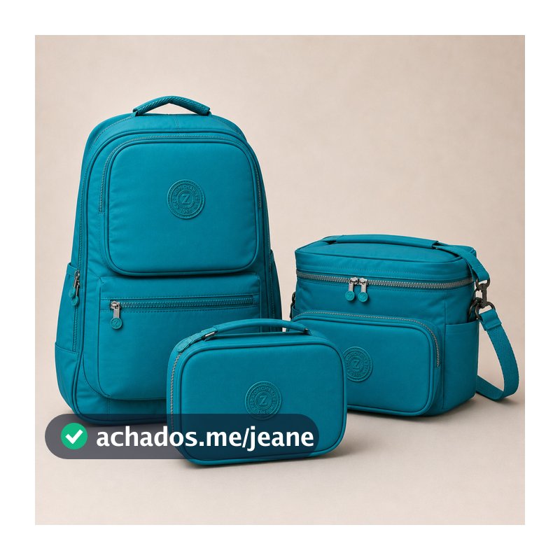 Kit Escolar Volta as Aulas Infantil Mochila + Estojo Box + Lancheira Térmica Grande - Três Itens