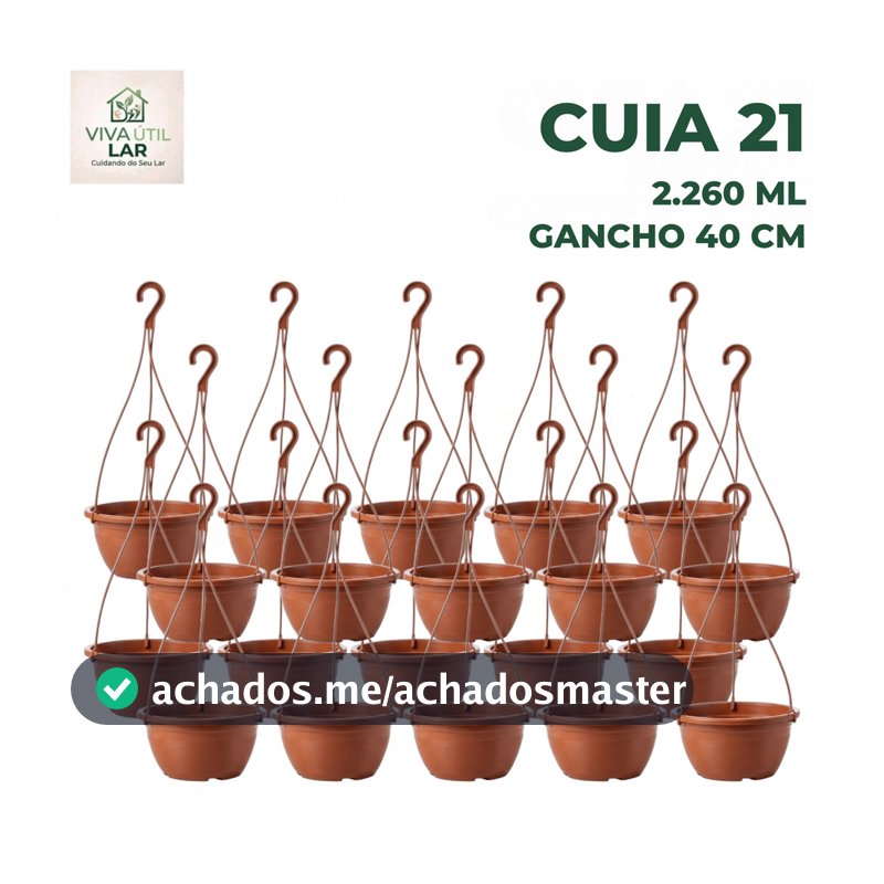 Kit 20 Vasos Cuia 21 Haste 40cm Reforçado Preto Terracota Plantas Flor Cacto Rosa Vaso de Flor