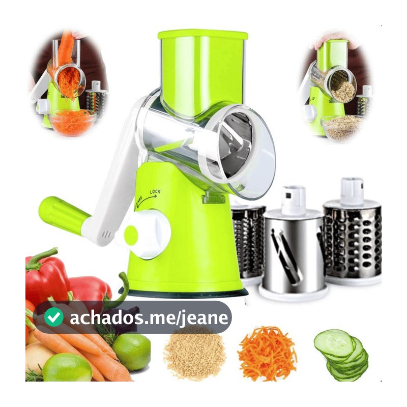 Cortador Ralador Fatiador De Legumes e Vegetais Giratório 3 Lâminas Inox Mandoline Table Moderna Mix