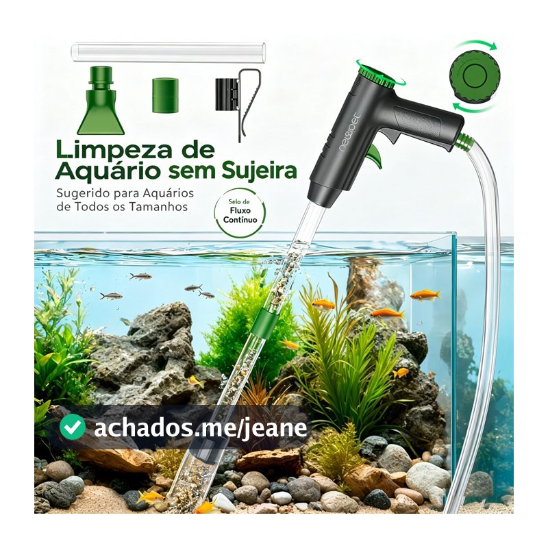Sifão Aspirador de Aquário Newpet 4 em 1 Forte Sucção Ajuste de Vazão Troca de Água e Limpeza