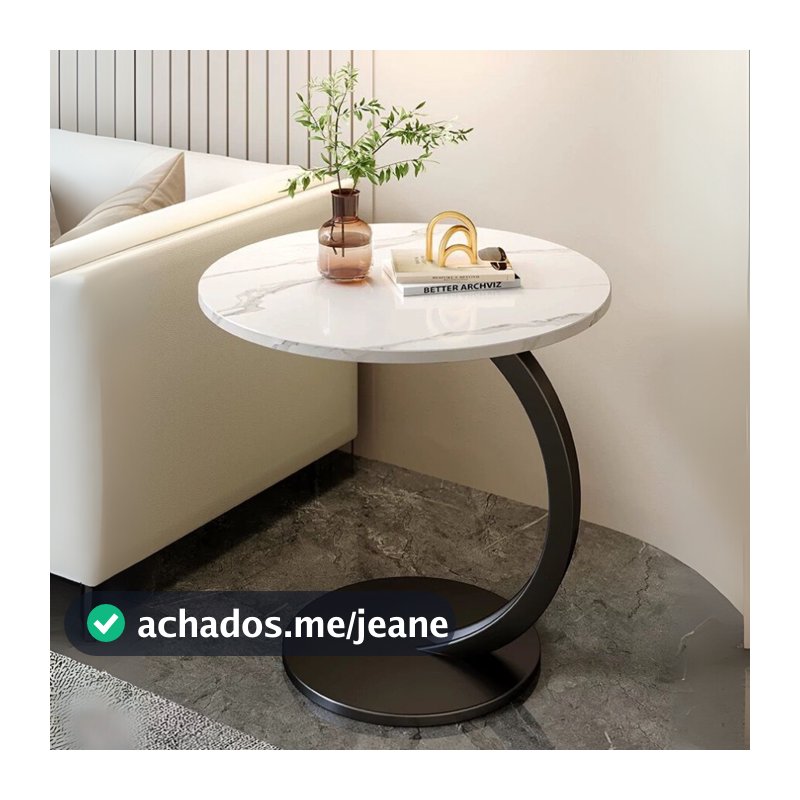 Mesa Decorativa Lateral Canto Redonda Apoio Sofá Cama Multiuso