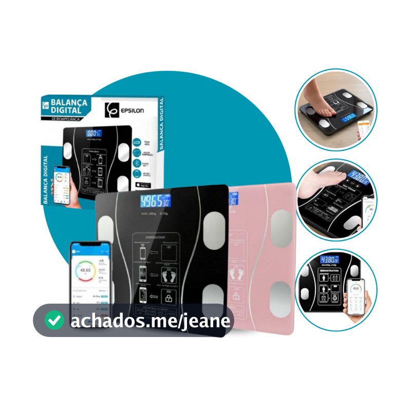 Epsilon Balança Digital Corporal Bioimpedancia Corporal 140kg Aplicativo Profissional Bluetooth