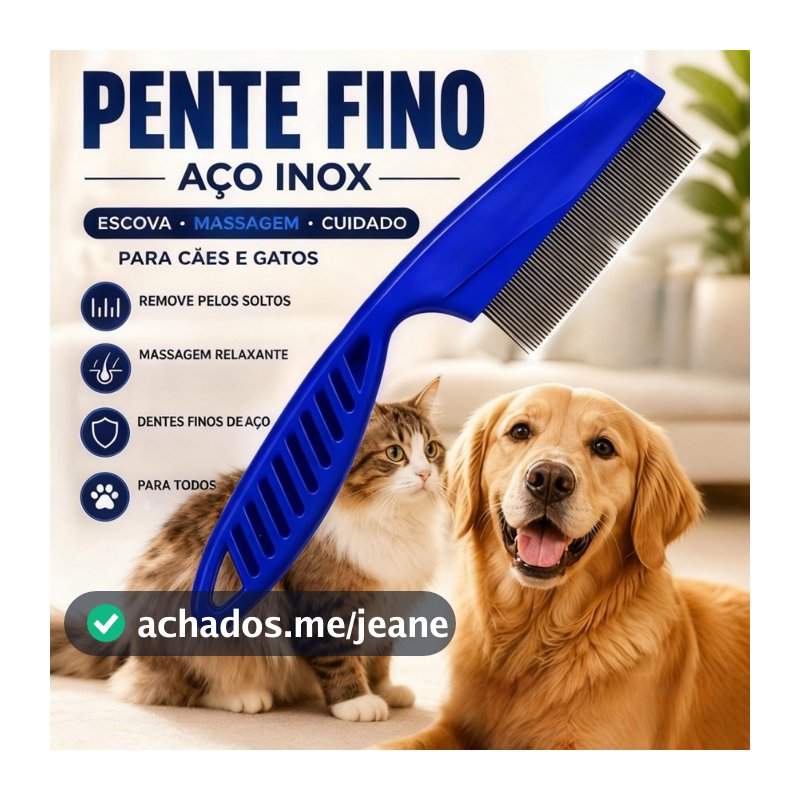 Pente Fino Tira Piolho Lêndeas Pulgas Carrapatos Remelas Remove Pelos Mortos Cachorro Gato-Entrega rápida
