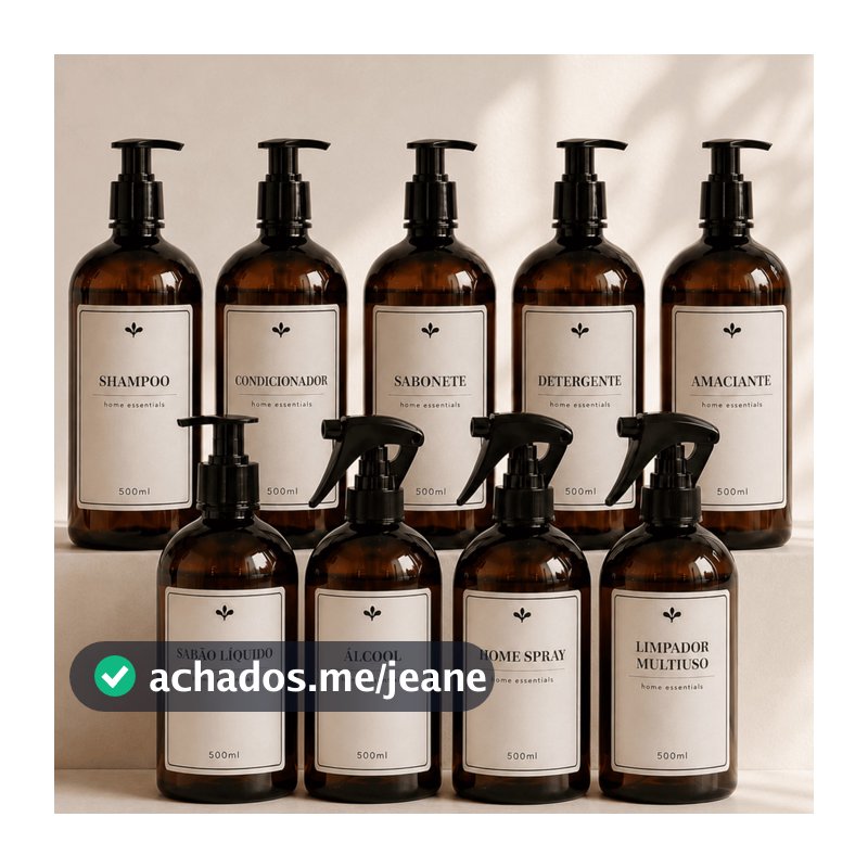 Kit casa completa - frascos âmbar organizadores 500ml