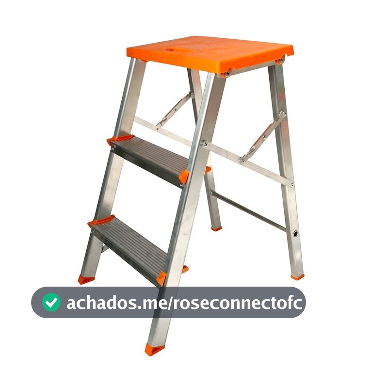 Escada banqueta de alumínio 2 degraus + patamar - BAQ003 - Agata