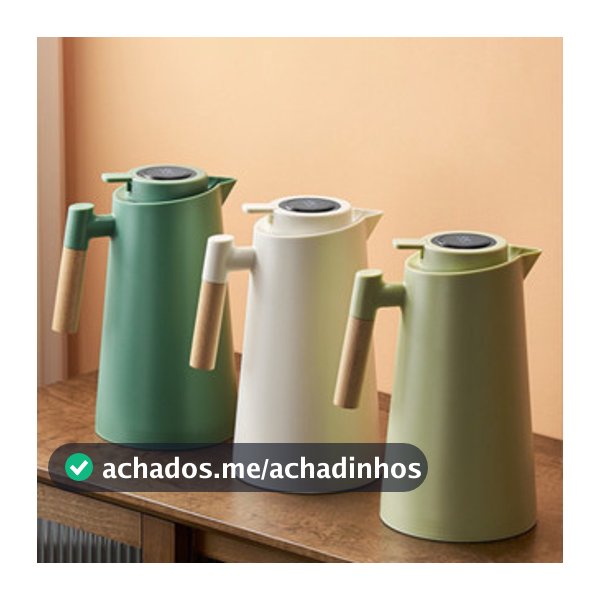 Garrafa Térmica Termômetro Digital 1L Café/Chá/Leite etc. Nórdica Com Cabo De Madeira.