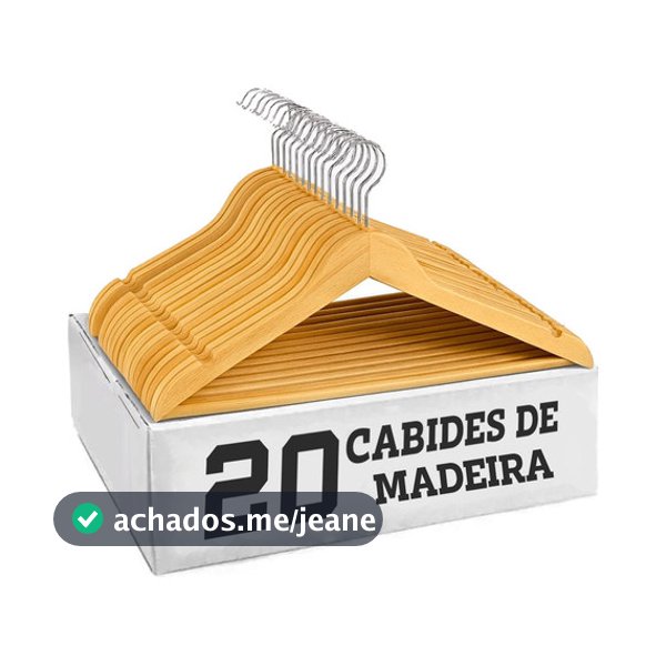 Kit 20 Cabide De Madeira Adulto Grande Antideslizante Marfim Natural Gancho 360° Camisa Calça Jaqueta Blusa