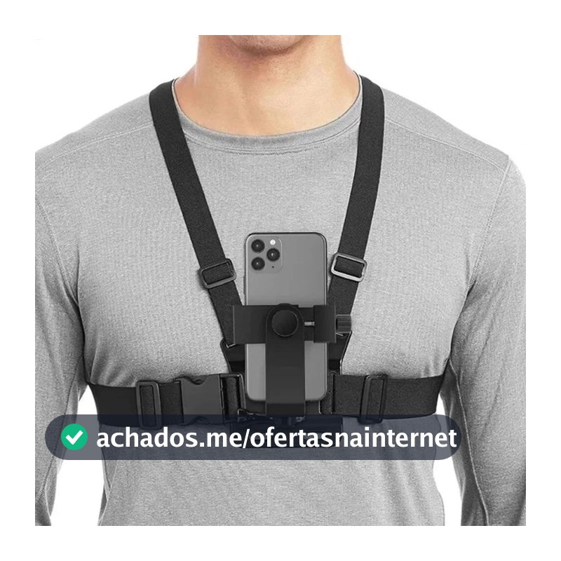 Suporte de peito ajustável para telefones celulares e câmeras GoPro para peito de motocicleta e bicicleta