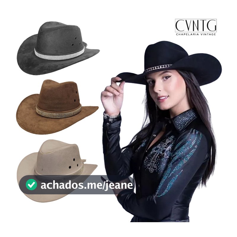Chapéu Country Texas com Strass Estilo Ana Castela Cores Variadas