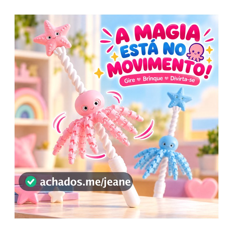 Varinha Mágica do Polvo Giratório Brinquedo Infantil Sensorial Divertido I Impressão 3D PREMIUM