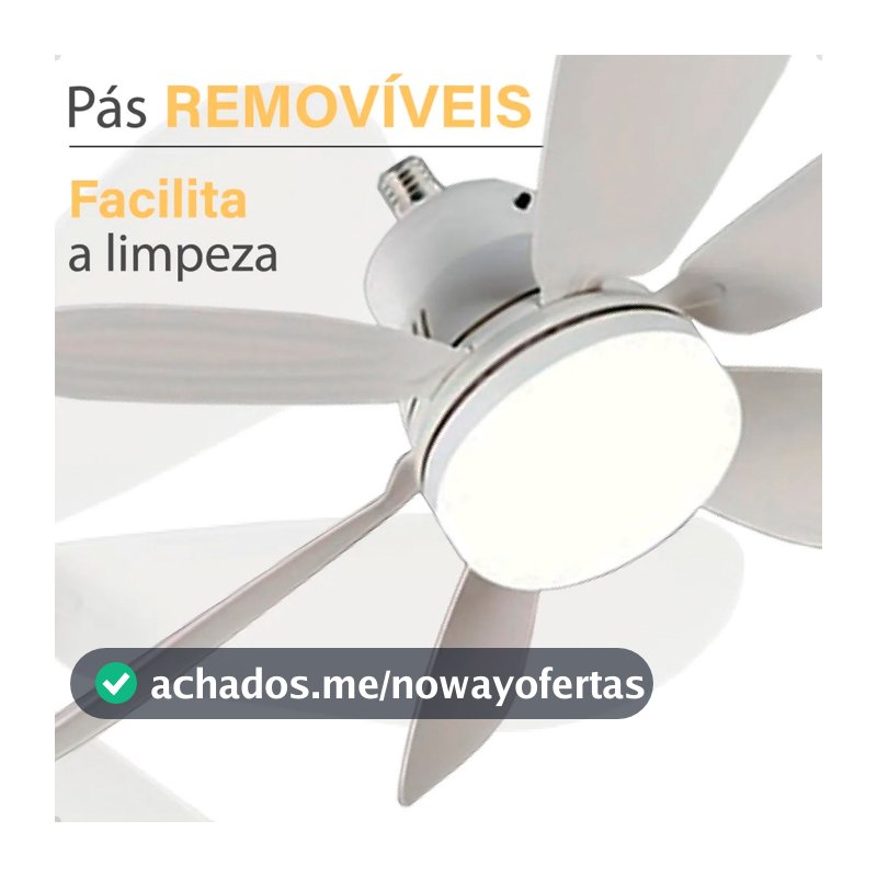 Ventilador de Teto Com Luz 60w Led 3 Tipos de Luz + Controle Remoto Ventilador C/ 6 Hélices Bivolt