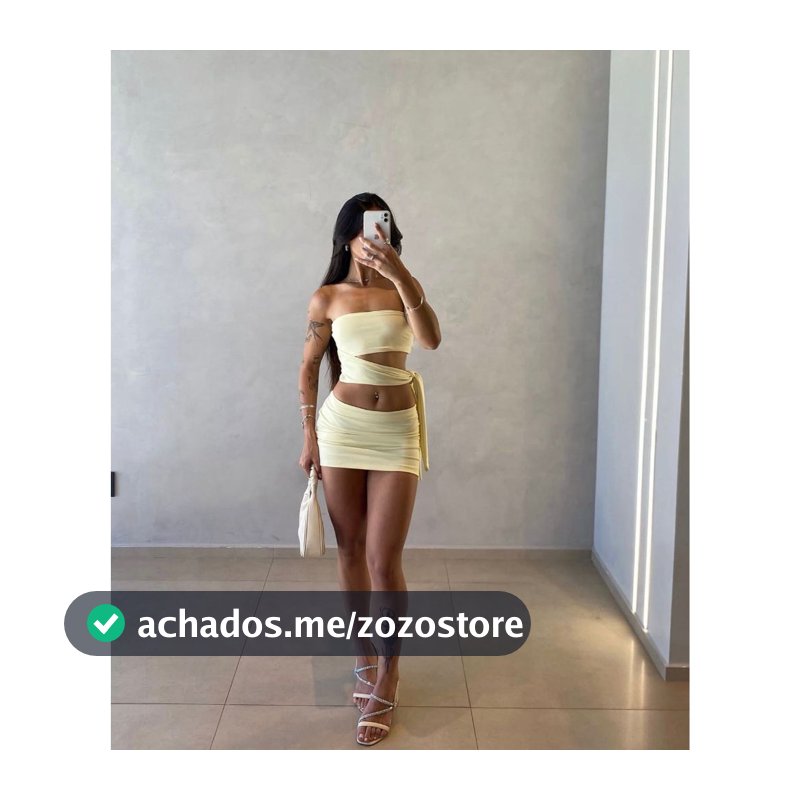 CONJUNTO PATY FEMININO LUXO - SAIA COM CROPPED DE AMARRAÇÃO (PAULA)