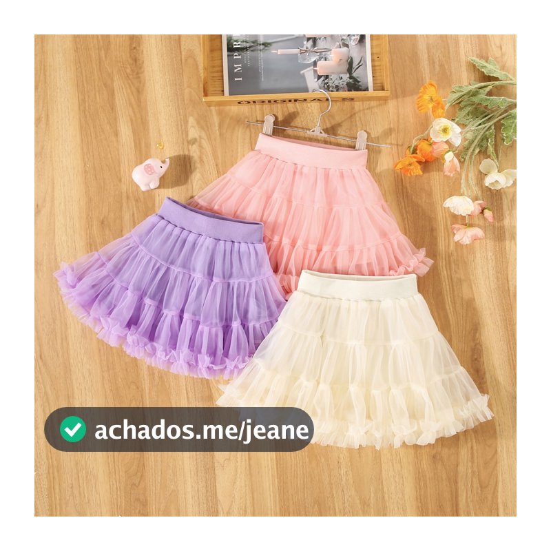 Saia De Festa De Aniversário Versátil De Gaze Fofa Princesa Colorida Sólida