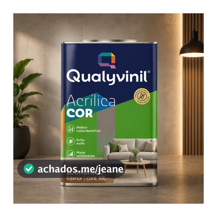 Tinta Acrílica 18L Qualyvinil com Secagem Rápida Econômica Paredes Internas Lavável Antimofo