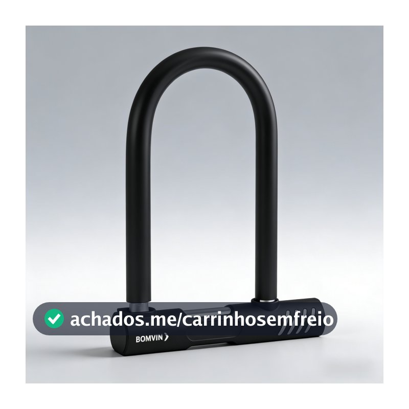 Trava Em U Cadeado Moto E Bike Antifurto Aço Carbono Reforçado Chave Curva 200x130mm com 2 Chaves
