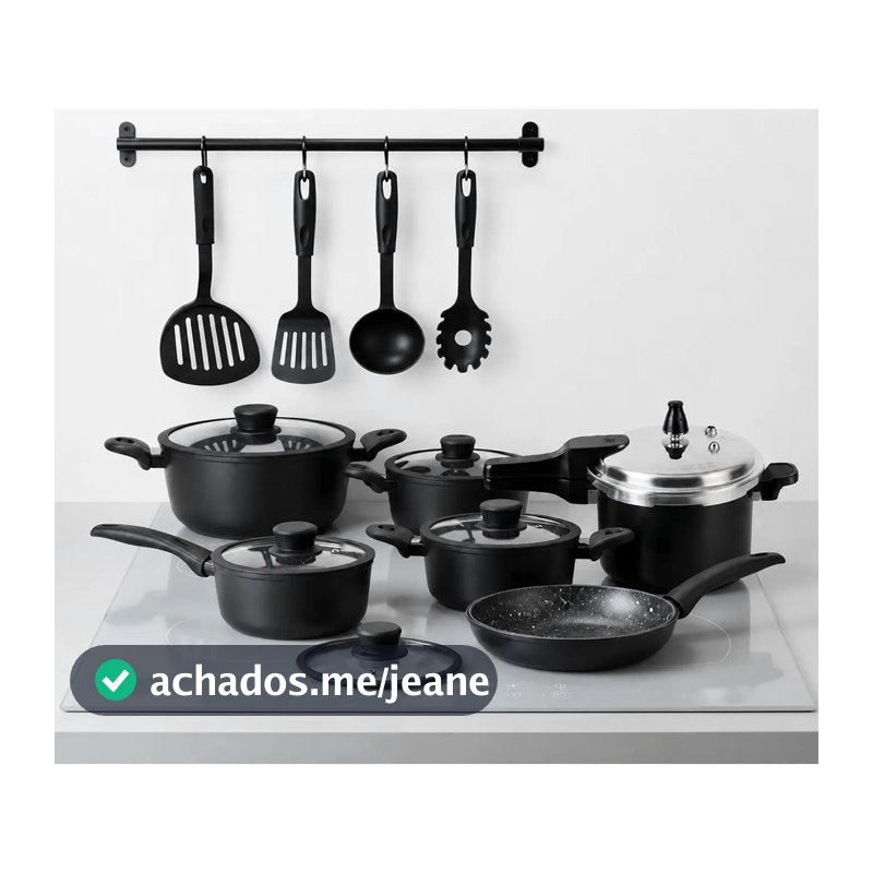 Jogo De Panelas 11 Pecas Antiaderente Inducao Full Black