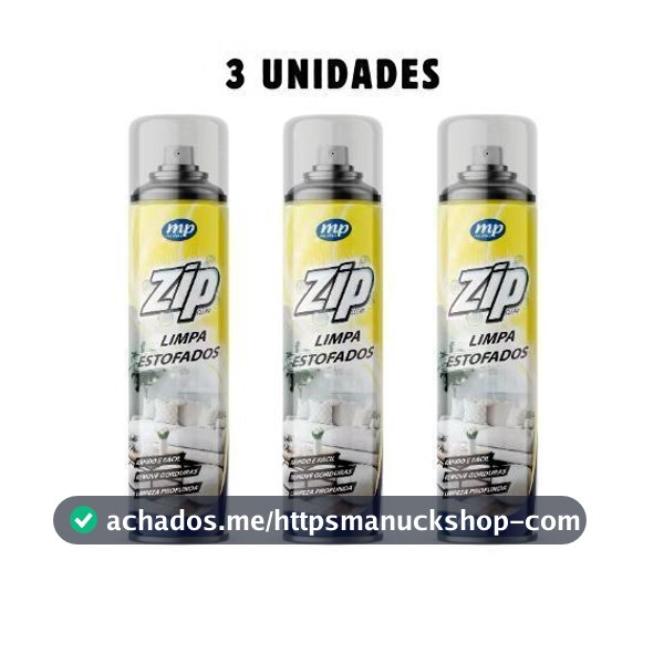 Kit 3 Limpa Estofados Espuma Spray 300ml Zip Limpeza Profunda Sofá Banco Carro Remove Sujeira Fácil