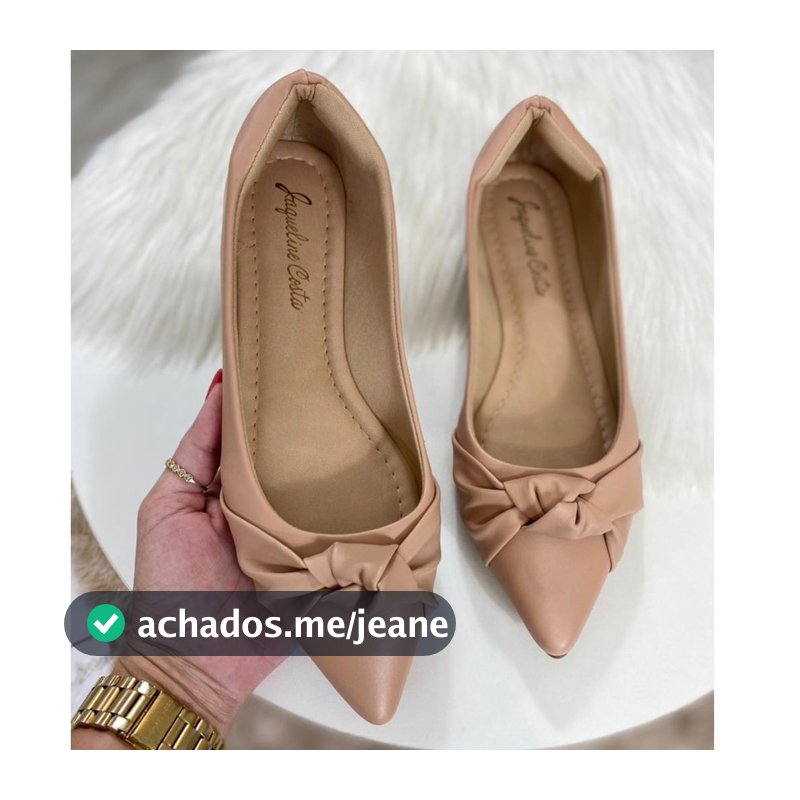 Sapatilha Feminina Bico Fino Detalhe em Nó Básica Confortável Promoção Jaqueline Costa