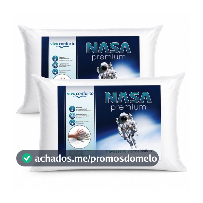 Kit 2 Travesseiros Nasa Premium Viva Conforto D40 Original Hipoalergênico Antiácaro Altura 10cm