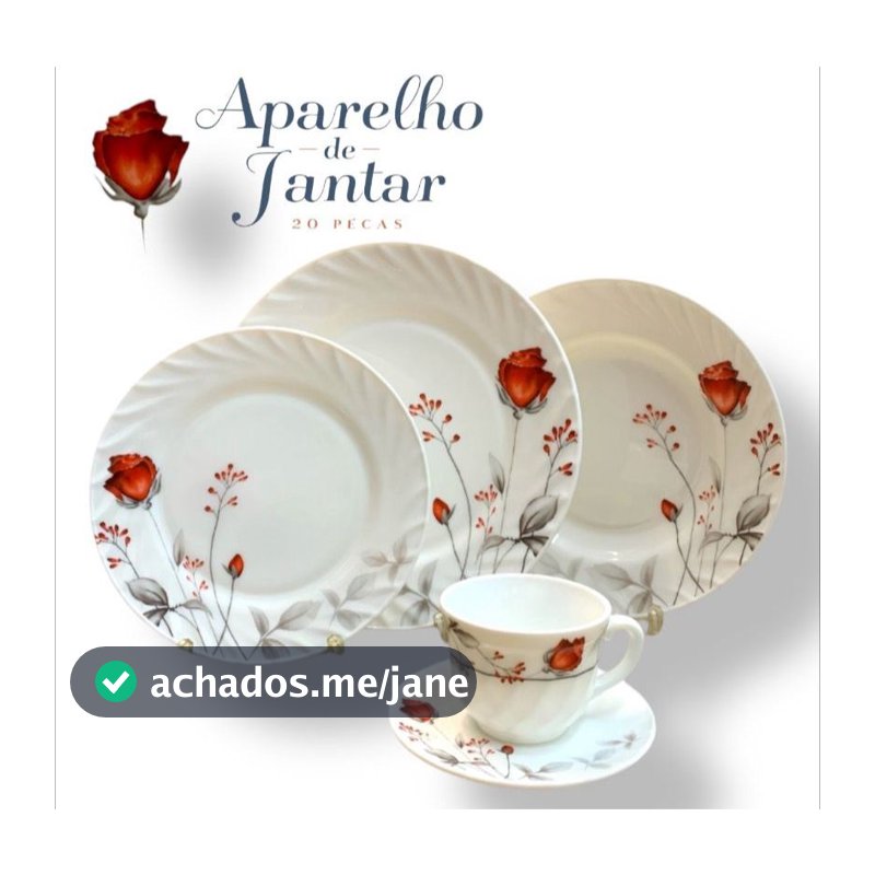 Aparelho de Jantar e Chá na Caixa Estampado Opaline C/ 20 Peças Florido