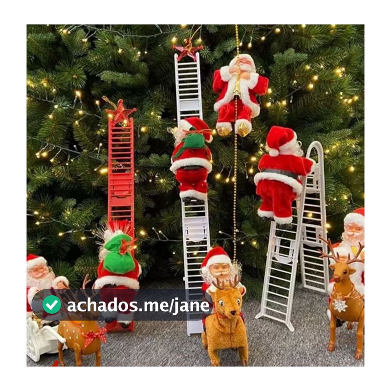 Boneco Papai Noel Enfeite Natal Sobe e desce Escada Arvore Natalino toca música