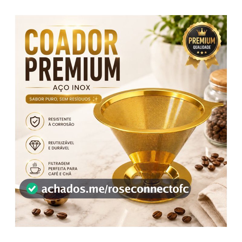 Filtro De Café Coador Inox 304(102) Grande Reutilizável Pour Over