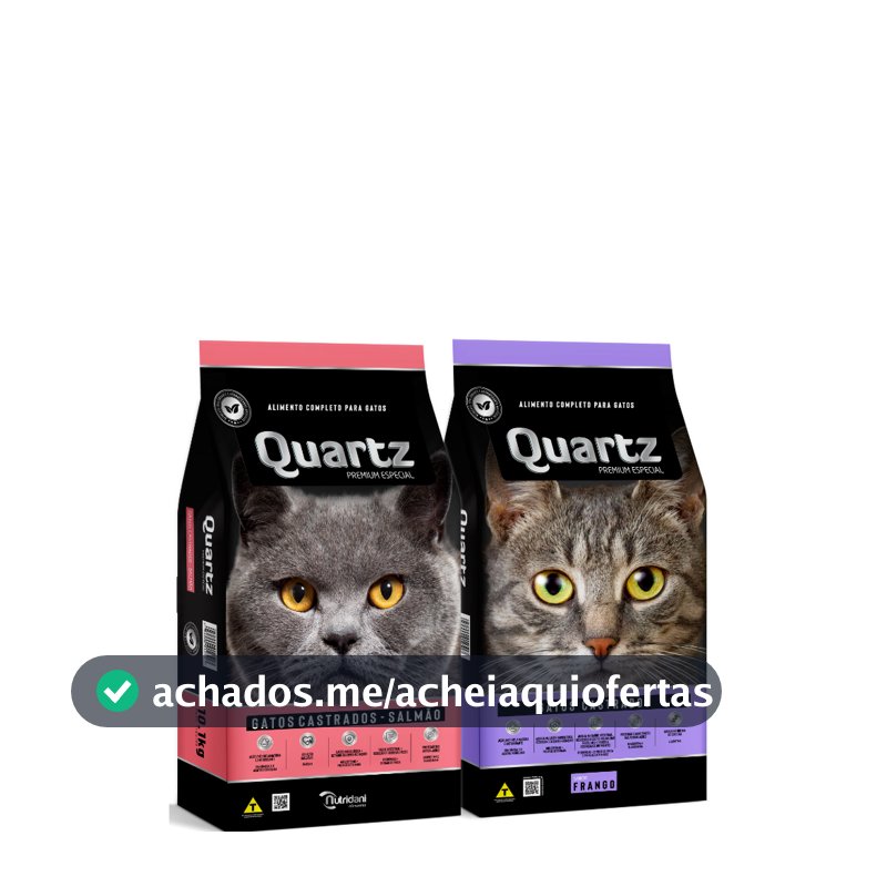 Ração Quartz para Gatos Castrados Frango e Salmão – Disponível em 10kg, 20kg e 30kg - 35% Proteína