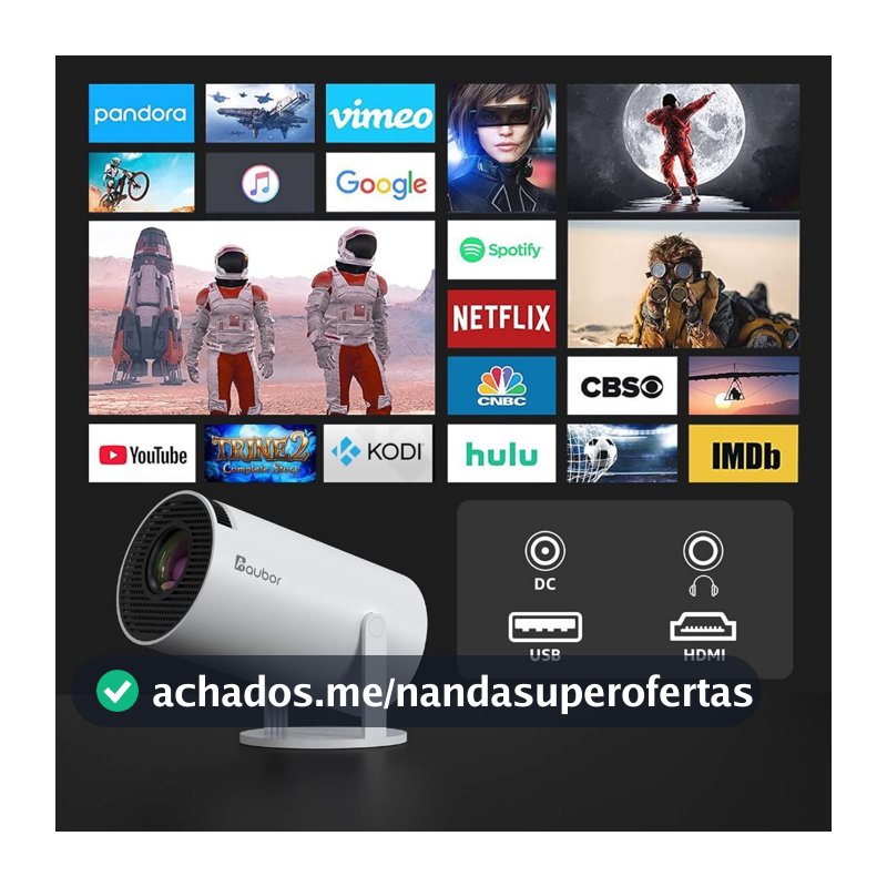 Projetor HY300 Original Portátil Smart Android 11 4K Ultra HD HDMI Wifi Bluetooth Alto Falante Embutido