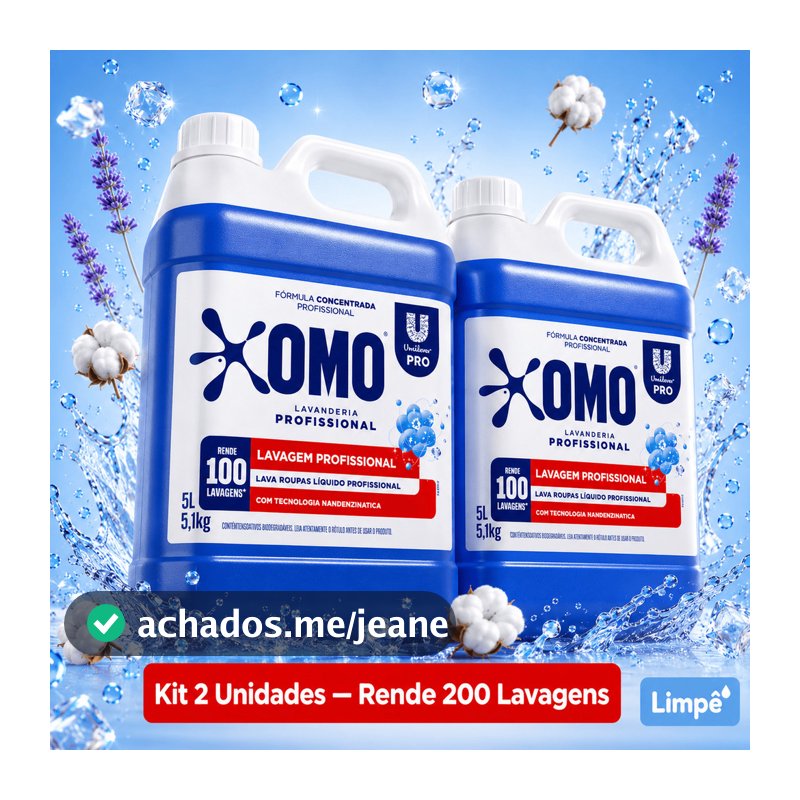 OMO PRO Lava Roupas 5L Melhor Custo Benefício Concentrado Remove Manchas Difíceis Kit 2