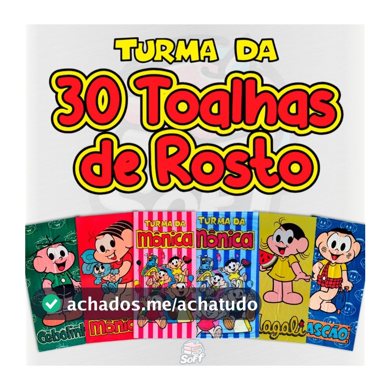 30 toalhas de Rosto e Mão Turma da Mônica Magali Cascão Surtidas Aleatórias Infantil Menino Menina