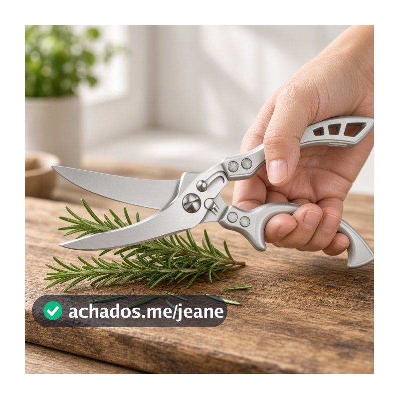 Tesoura de Cozinha Multifuncional Aço Inox Corta Frango Osso Peixe e Legume