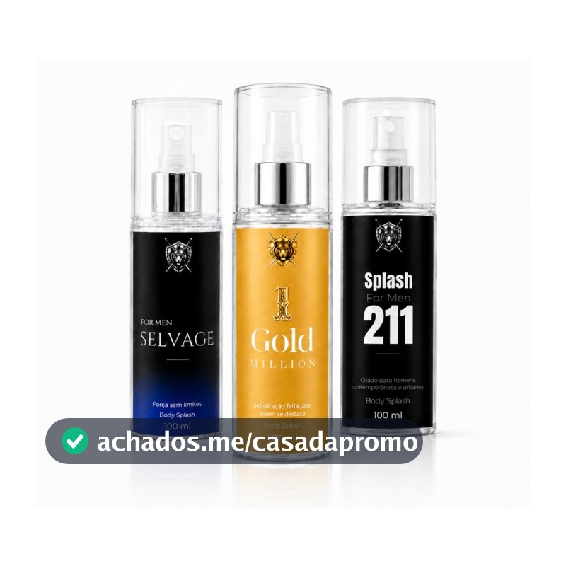 Trio Perfume Masculino 300ml | 211 For Men + Gold Milion + Selvage 100ml Cada