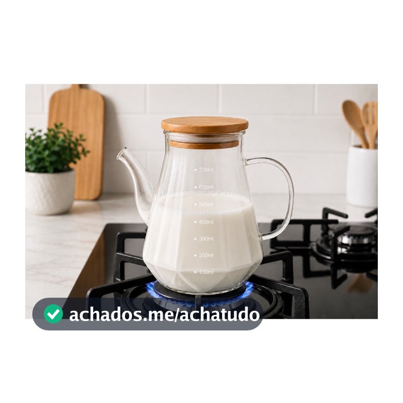 Bule Jarra de Vidro Borossilicato 750ml para Café Chá Leite Resistente ao Calor