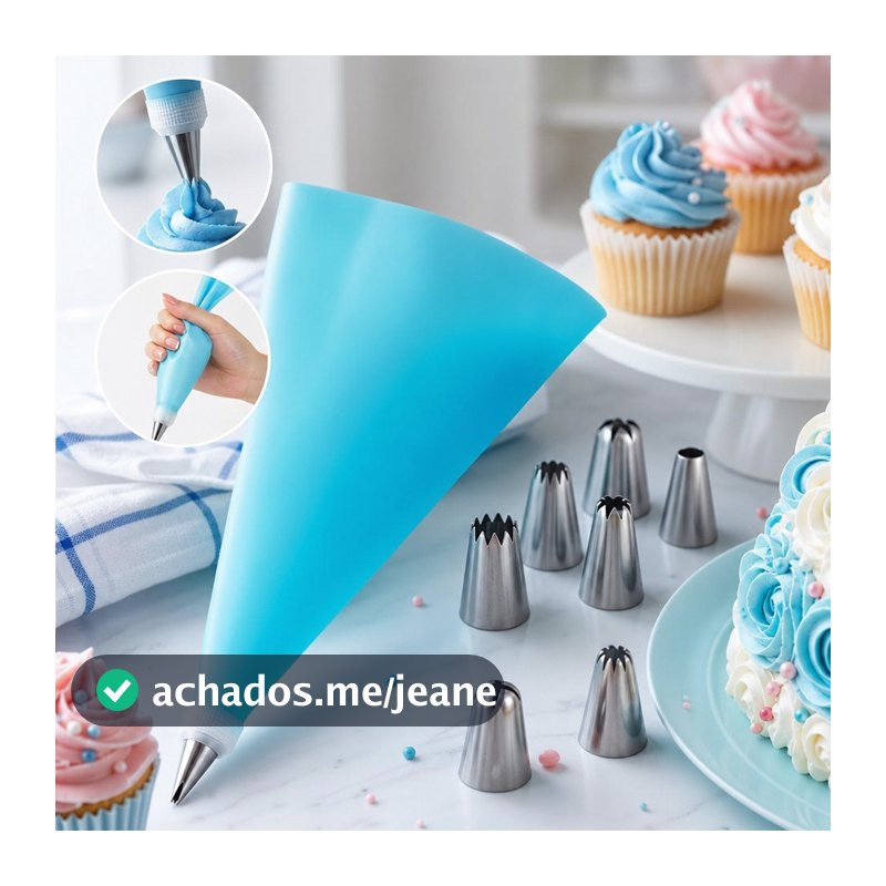 24 PÇS Azul/Rosa Conjunto de Saco de Confeiteira de Silicone com Bico para Decoração com Creme / Confeitaria / Açúcar