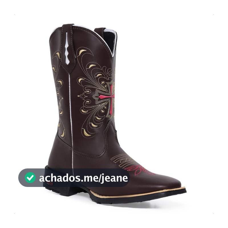Texana em Couro Legítimo Café com Bordado de Cruz Vermelha Estilo, Conforto Premium e Durabilidade
