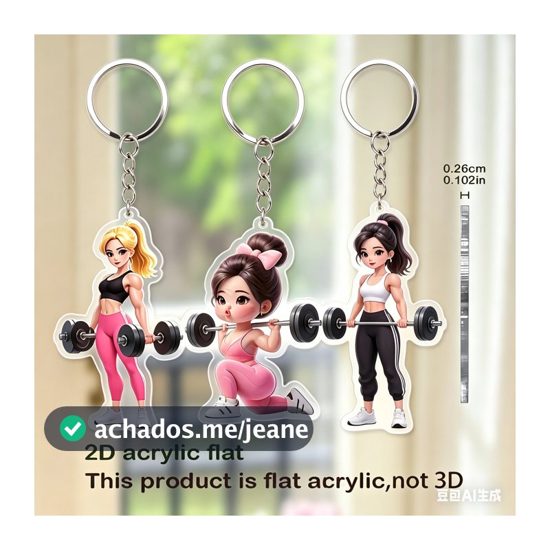 Conjunto De Chaveiro Acrílico Para Levantamento De Peso De Menina Fitness , 4 Estilos , Charme De Academia Motivacional