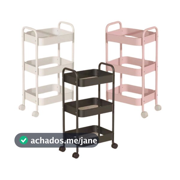 Carrinho Organizador De Aço Multiuso 3 Prateleiras Premium Rodízio 360º Cozinha Sala Banheiro Livros Decoração Moderna