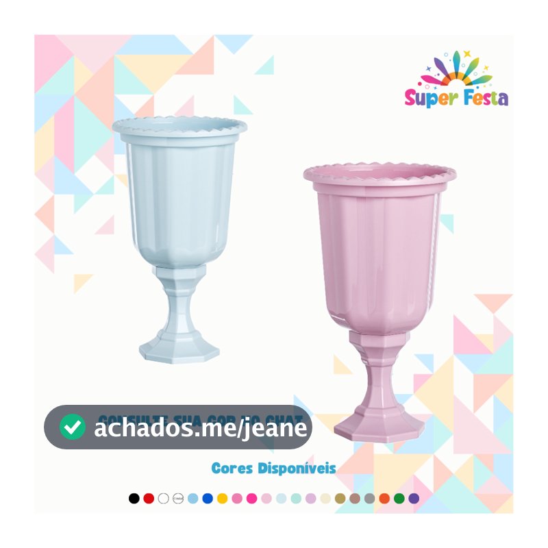KIT COM 2 UNIDADES VASOS GREGO DECORATIVO LINHA DIAMANTE 850 ML - DIVERSAS CORES
