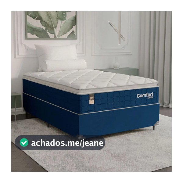 Cama Box Viúva + Colchão Comfort Class Pillow Top 128x188  Azul/suede Azul
