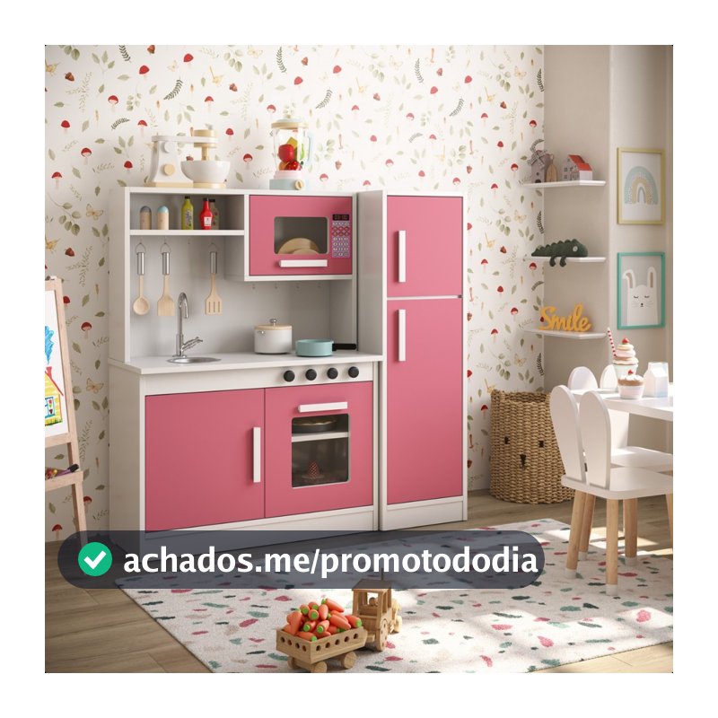 Cozinha Infantil Completa com Refrigerador Pia Fogão e Microondas MDF/MDP Criança