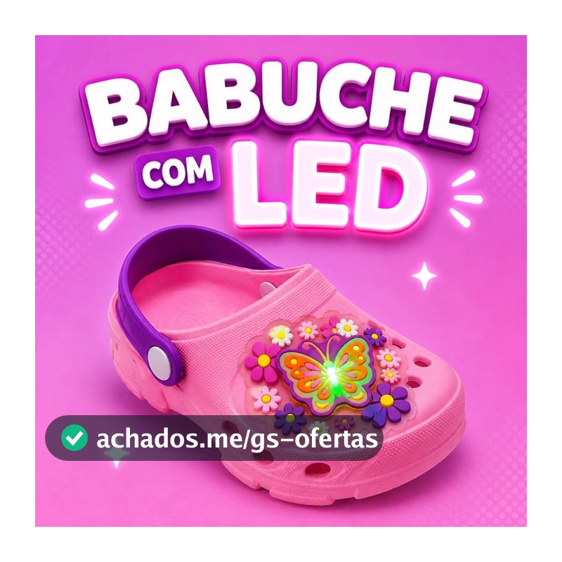 Sandália Babuche Menina Led Infantil Confortável Delicado Antiderrapante