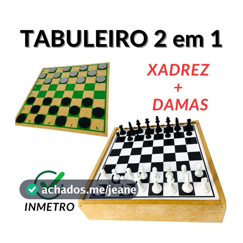 Jogo Tabuleiro 2 em 1 Xadrez e Dama- Jogos Tradicionais Educativos Madeira