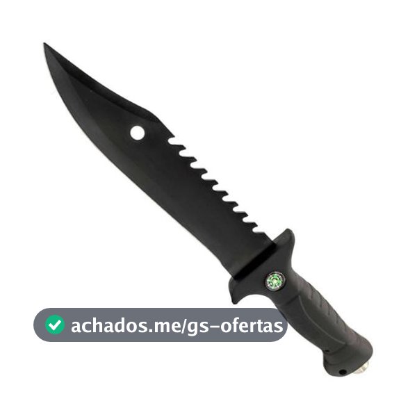 Faca Pesca/Caça Bussola No Cabo Preta Afiada + Bainha