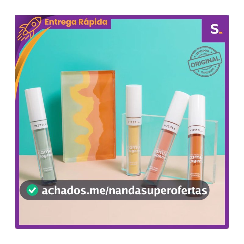 Corretivo Líquido Matte - Camuflagem Verde, Amarelo, Salmão e Laranja - Vizzela