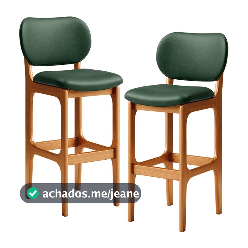 Kit 2 Banquetas Alta Bar Cozinha Sala Jantar Fixa Betta L02 Imbuia Facto Verde Musgo - Lyam Decor