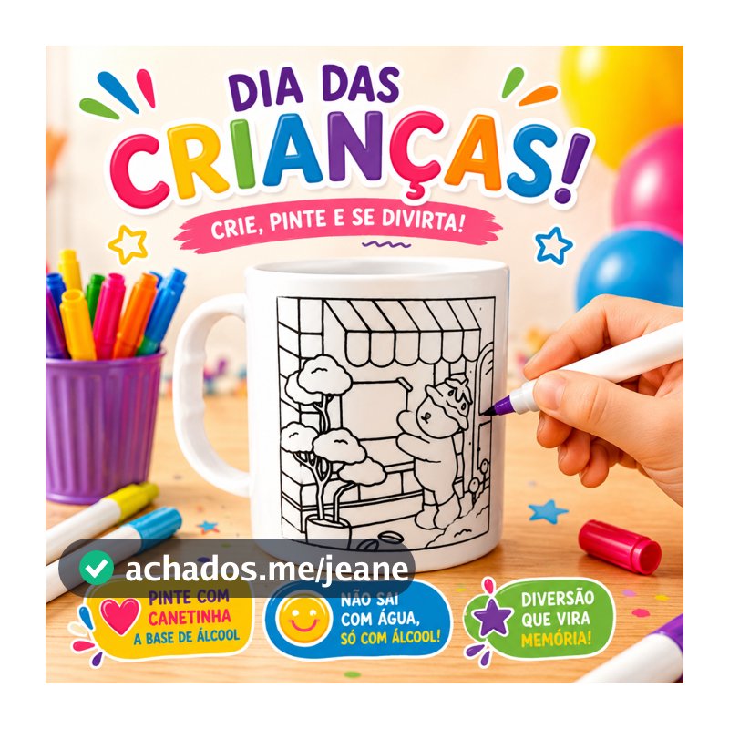 KIT C/ATÉ 40 CANECAS CACHORRO P/PINTAR/COLORIR, PLÁSTICO 400ML, DIA DAS CRIANÇAS, ESCOLA,ANIVERSÁRIO