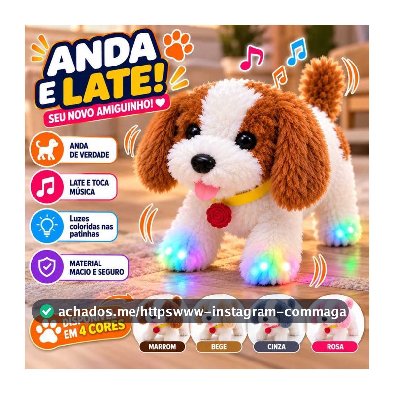 Brinquedo Cachorrinho Que Anda e Late Pelucia Infantil Com Som Divertido Toda Criança Vai Amar Com Pilhas Inclusas