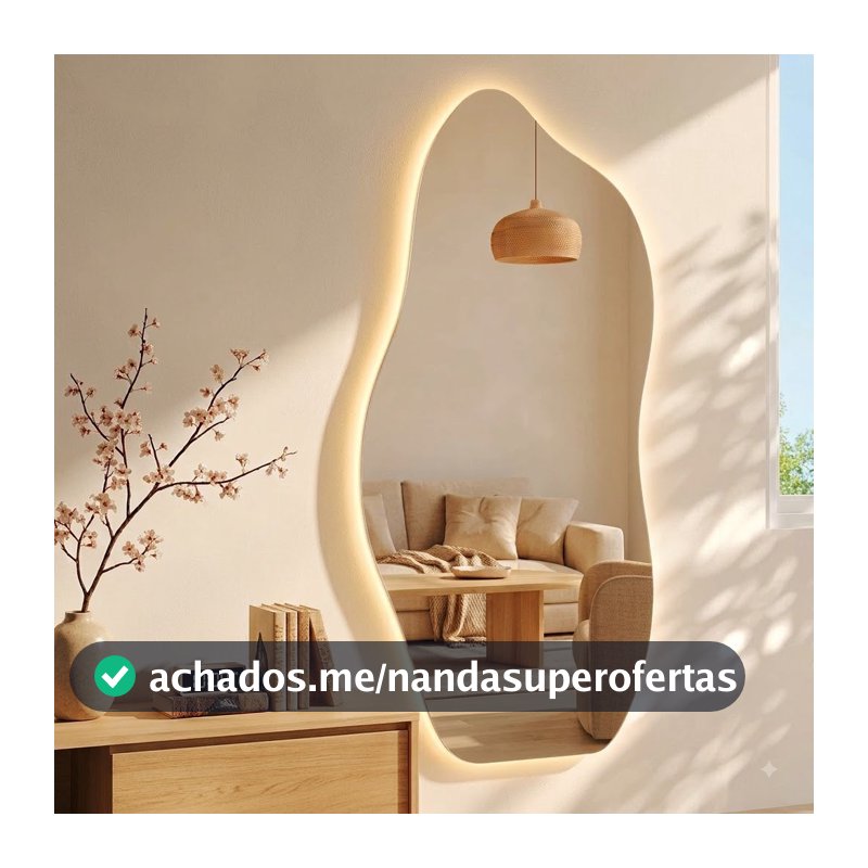 Espelho Orgânico 120X50CM e 95x40CM Lapidado Moderno  C/ LED FONTE (FORM LED FONTE)