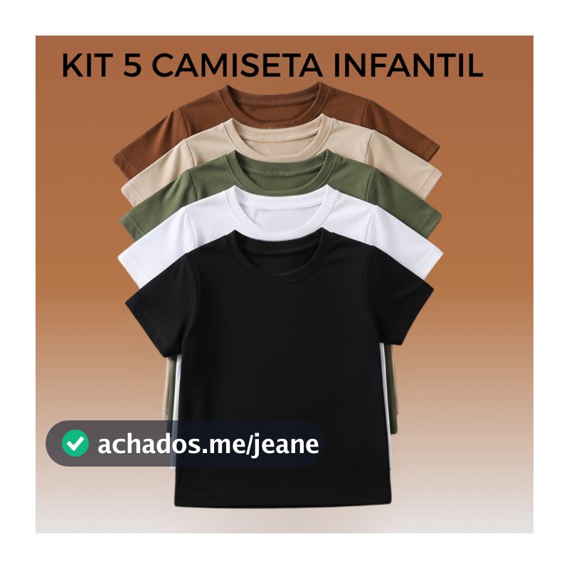 Kit 5 Camisetas Infantil Básicas 100% Algodão – Conforto e Praticidade